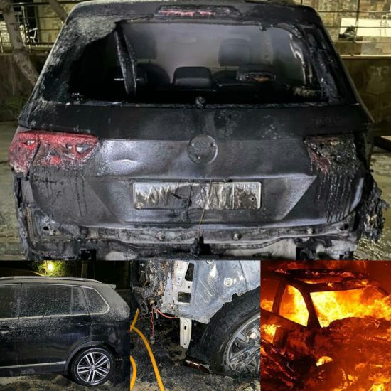 نماهایی از خودروی به آتش کشیده خیر آملی
