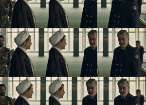 محسن قصابیان در نقش شهید ستاری در برابر هاشمی رفسنجانی در نمایی از فیلم منصور